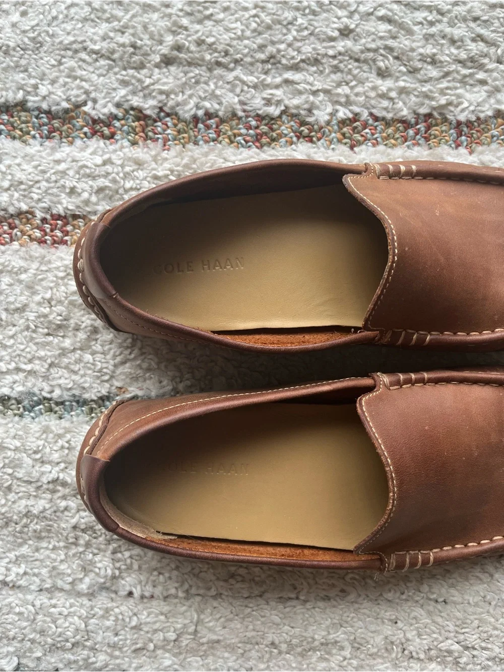 Cole Haan Tan Leather Slip-On Moccasin Loafers